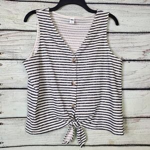 Old Navy Women’s Striped Button Front Tank Top Tie Hem Size L